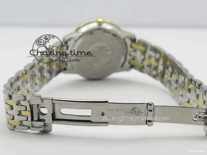 0315 OnTrend De Ville 27mm SS YG Ladies MK 1:1 Best Edition White MOP Dial Diamond Markers On SS Bracelet Ronda Quartz 8187